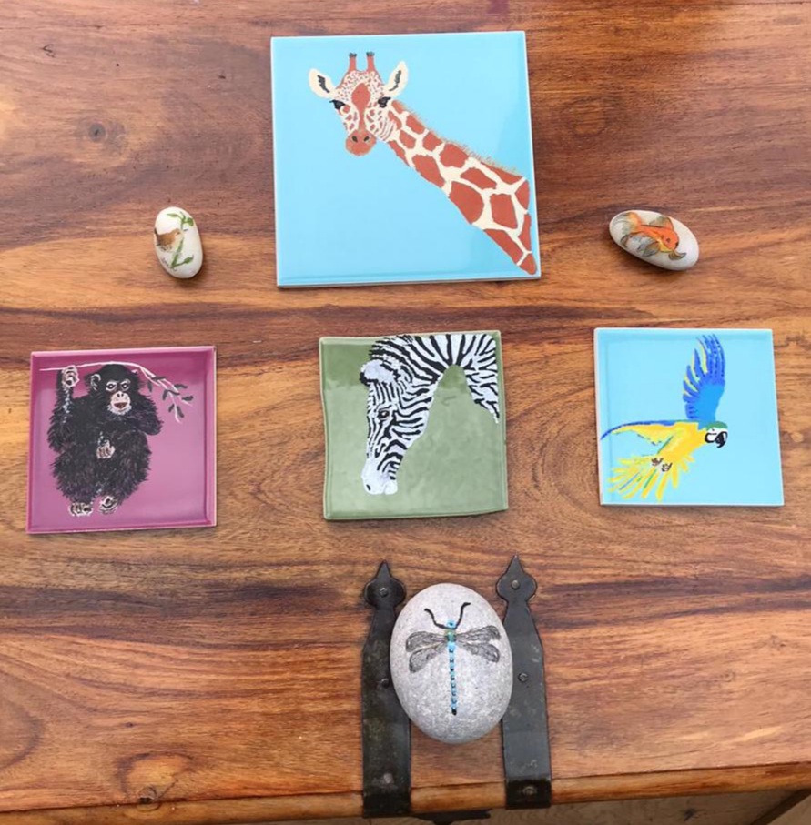 Karen Glowa - Painted Ceramic Tiles created as a fundraiser for Chester Zoo